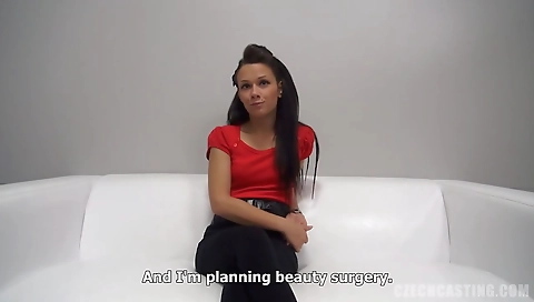 Sexy brunette fucked and cum