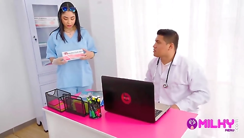 Sexy young girl with big tits gets pounded