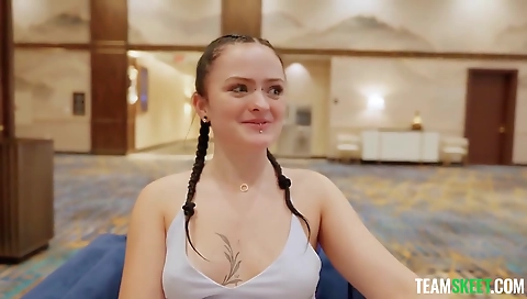 Sexy young natural tits gets fucked by a huge cock