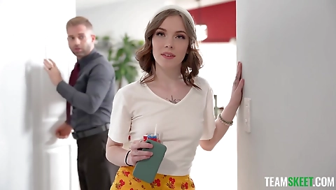 Sexy young chick fucked by a toy