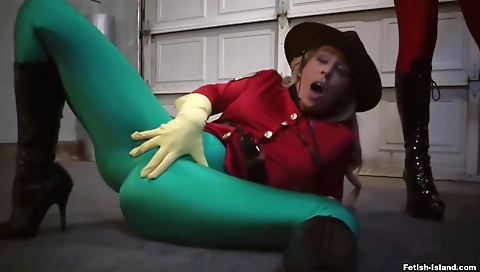 Sexy blonde plays with her dildo