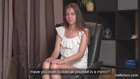 Sexy brunette hair shows off her pussy